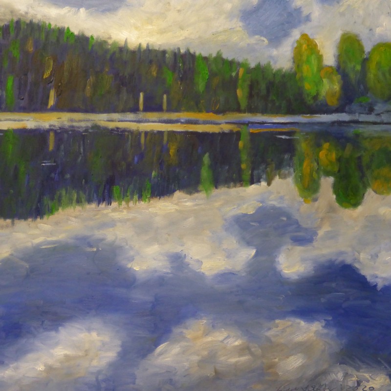 Schluchsee  2020  Mischtechnik auf Leinwand  80 cm x 80 cm